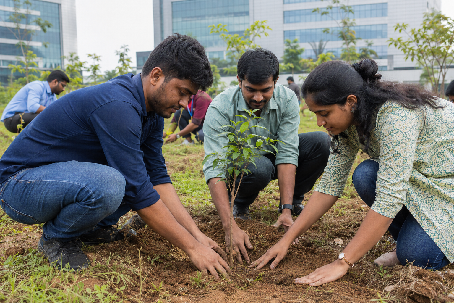 GGST team planting a tree together